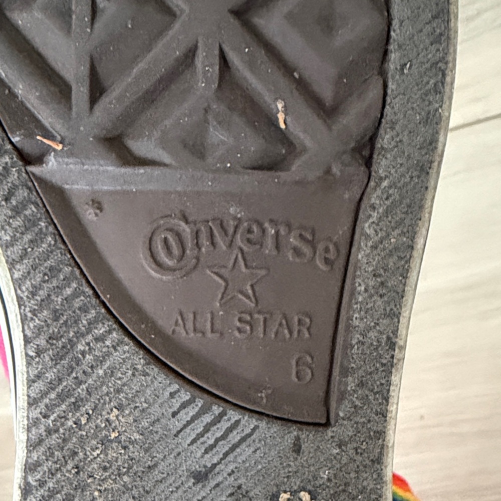Converse Pink High-Top Sneakers with Rainbow Laces - Picture 4 of 4